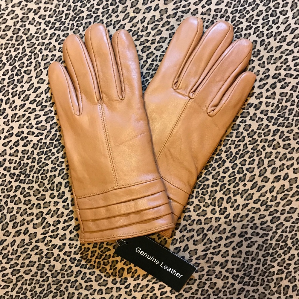 Medium Mint Genuine Leather Gloves Tan